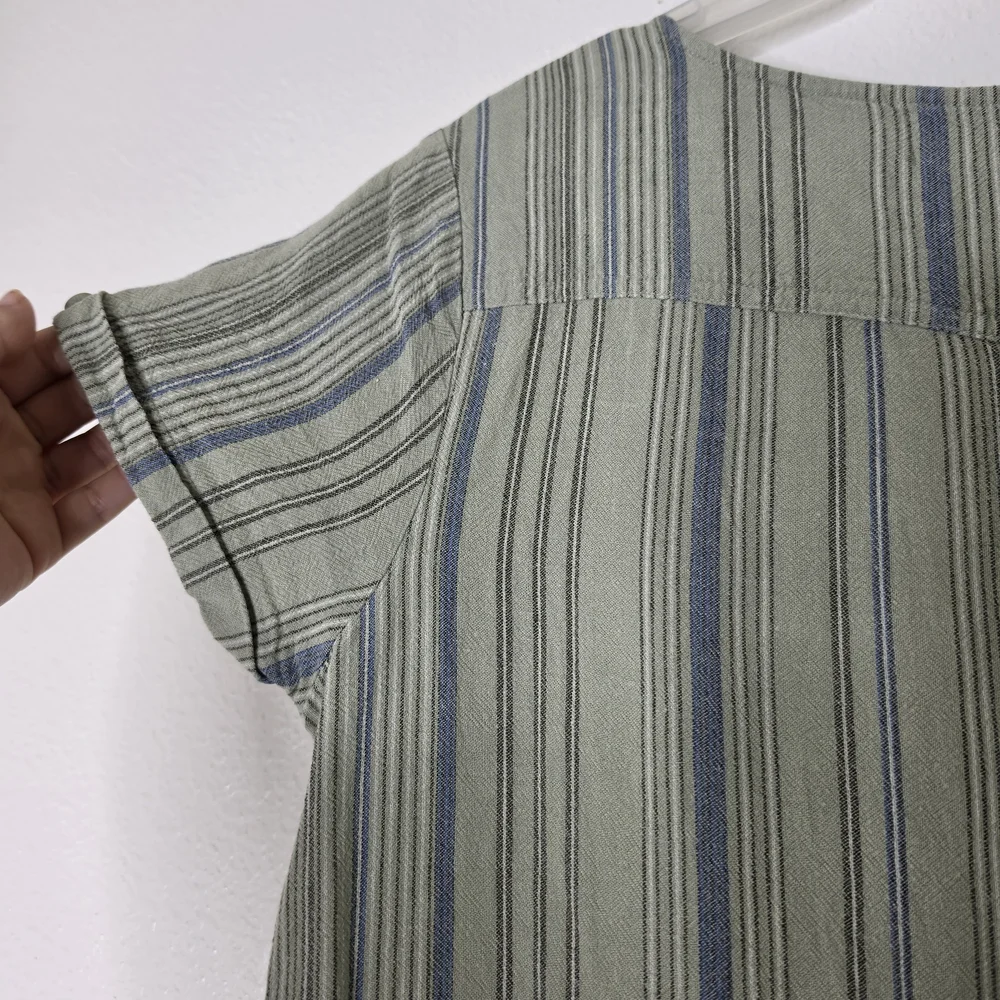 Cloth & Stone Striped Linen Blend Shift Dress Green And Blue Size S - Picture 8 of 12